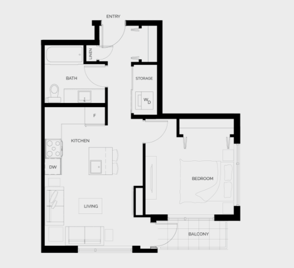 Floor plan layout diagram for 1B